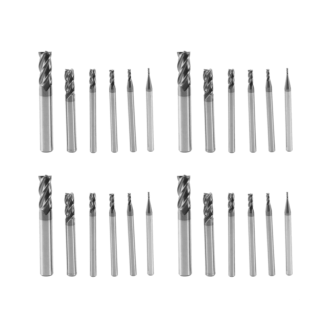 24Pcs 4 End Mills Set for Steels Square CNC Carbide Milling Cutter Spiral Router Bits Dia(1 2 3 4 6 8mm)