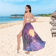thumbnail image 6 of FORMRS Womens Long Sarong Beach Wrap Semi-Sheer Bikini Skirt Bathing Swimsuit Cover Up, Blue Neon Road, 6 of 7