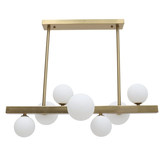 Wildnix Modern Glass Globe Pendant Light with Gold Finish, Adjustable Height, and Geometric Rod Design for Living Room, Dining Room, or Bedroom