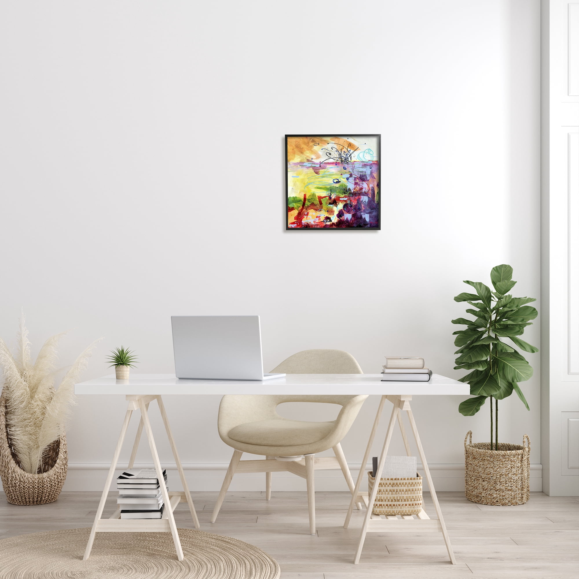 Stupell Industries Abstract Chaos Lively Line Movements Purple Orange Yellow, 17 x 30, Design by Heather W. Ernst