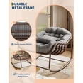 thumbnail image 4 of Large Oversized Papasan Rocking Chair with Upholstered Cushion and Metal Frame, Outdoor Indoor Wicker Lounge Chair, Patio Brown Rattan Egg Rocker for Balcony Backyard Porch Bedroom, 4 of 6