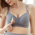 thumbnail image 2 of Xijirk Women Wirefree Maternity Bra Front Snap Opening Ribbed Texture Adjustable Straps Nursing Bralette for Breastfeeding Daily Use,Grey,42, 2 of 4