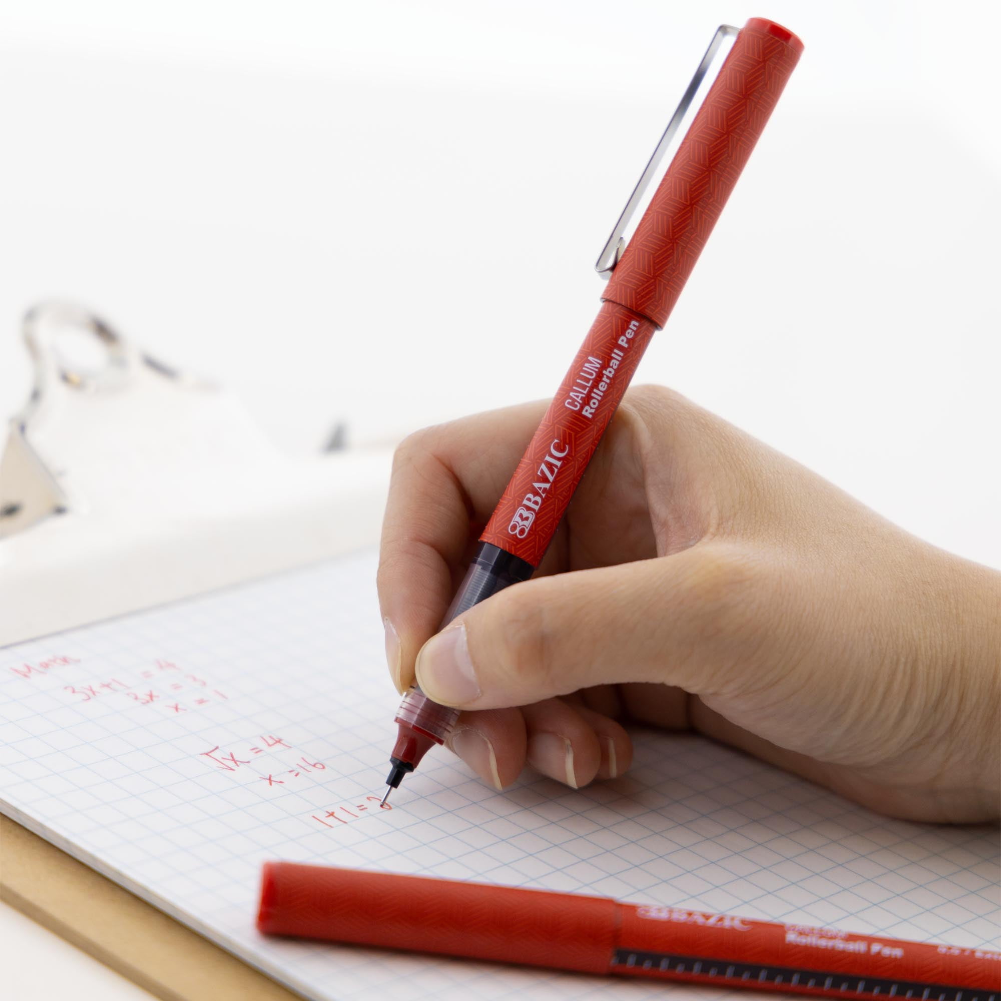 BAZIC Callum 0.5mm Rollerball Pen, Red Ink Needle Tip Fine Point Ink Pens (2/Pack), 24-Packs