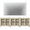 thumbnail image 6 of Light Beige Farmhouse TV Stand for 85 inch TV with 6 Glass Doors, 6 of 6