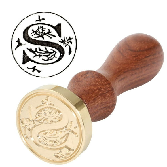 Yoption Initial Alphabet Wax Seal Stamp, Retro Letter S Sealing Wax Stamp Brass Head Wooden Handle for Wedding Party Invitation Envelopes