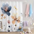 thumbnail image 2 of Shower Curtain Watercolor Flowers Leaf Shower Curtains for Bathroom Decor, Waterproof Polyester Shower Curtain Set with Hooks, Extra Long 72" x 84" Blue Floral Dragonfly, 2 of 9