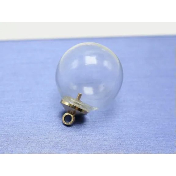 U8MO 10 Pcs Empty Round Glass Bottle Pendants with Pin Bail Cap 12mm-18mm-14mm-Gold Bail
