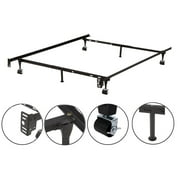 Kings Brand Furniture Metal Adjustable Bed Frame for Twin/Full/Queen Sizes with Rug Rollers & Locking Wheels