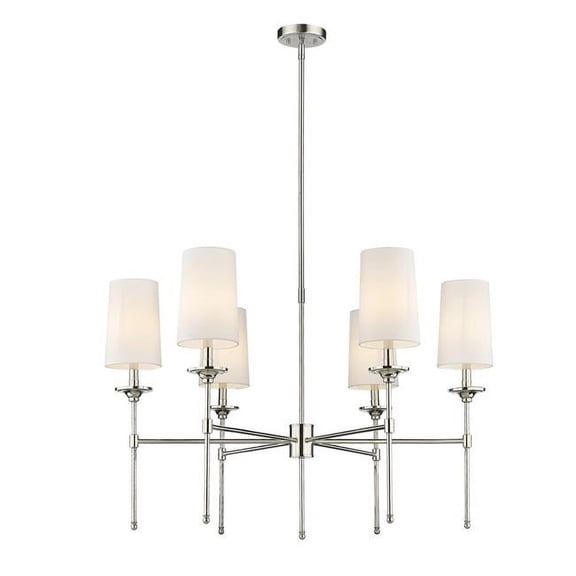 Z Lite 3033-6PN 38 in. Emily 6 Light Chandelier Ceiling Light, Polished Nickel