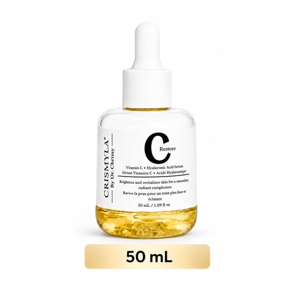 Crismyla by Dr. Christy Sérum à la Vitamine C, Sérum Éclaircissant pour le Visage avec Acide Hyaluronique et Vitamine E, Correcteur de Taches Brunes, Soin Hydratant Anti-âge, 50 ml