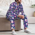 thumbnail image 7 of Zufioo Skull mushroom rainbow space Mens Pajamas Set, Mens Long-Sleeved Pajama and Pajama Pants,Pajamas Para Hombres,Men's Sleepwear-Large, 7 of 7