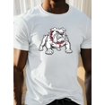 thumbnail image 1 of Camiseta casual de talla regular para hombre, 100 % algodón, cuello redondo, manga corta con estampado geométrico de bulldog, tejido de punto ligeramente elástico, corte regular para hombres altos y c, 1 of 6