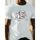 thumbnail image 1 of Camiseta casual de talla regular para hombre, 100 % algodón, cuello redondo, manga corta con estampado geométrico de bulldog, tejido de punto ligeramente elástico, corte regular para hombres altos y c, 1 of 6
