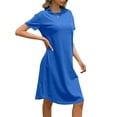 thumbnail image 4 of Maplenight Women's Casual Dress Short Sleeve Round Neck Midi Dress, 4 of 5