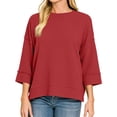 thumbnail image 5 of cocolona 3/4 Sleeve Sweatshirts for Women Loose Fit Crew Neck Casual Solid Color Fall Pullover Tops, 5 of 7