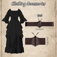 thumbnail image 6 of IROOZIGOTO Womens Medieval Renaissance Maxi Dress Off Shoulder Long Flare Sleeve with Brown Lace Up Corset Belt Halloween Cosplay Costume, 6 of 9