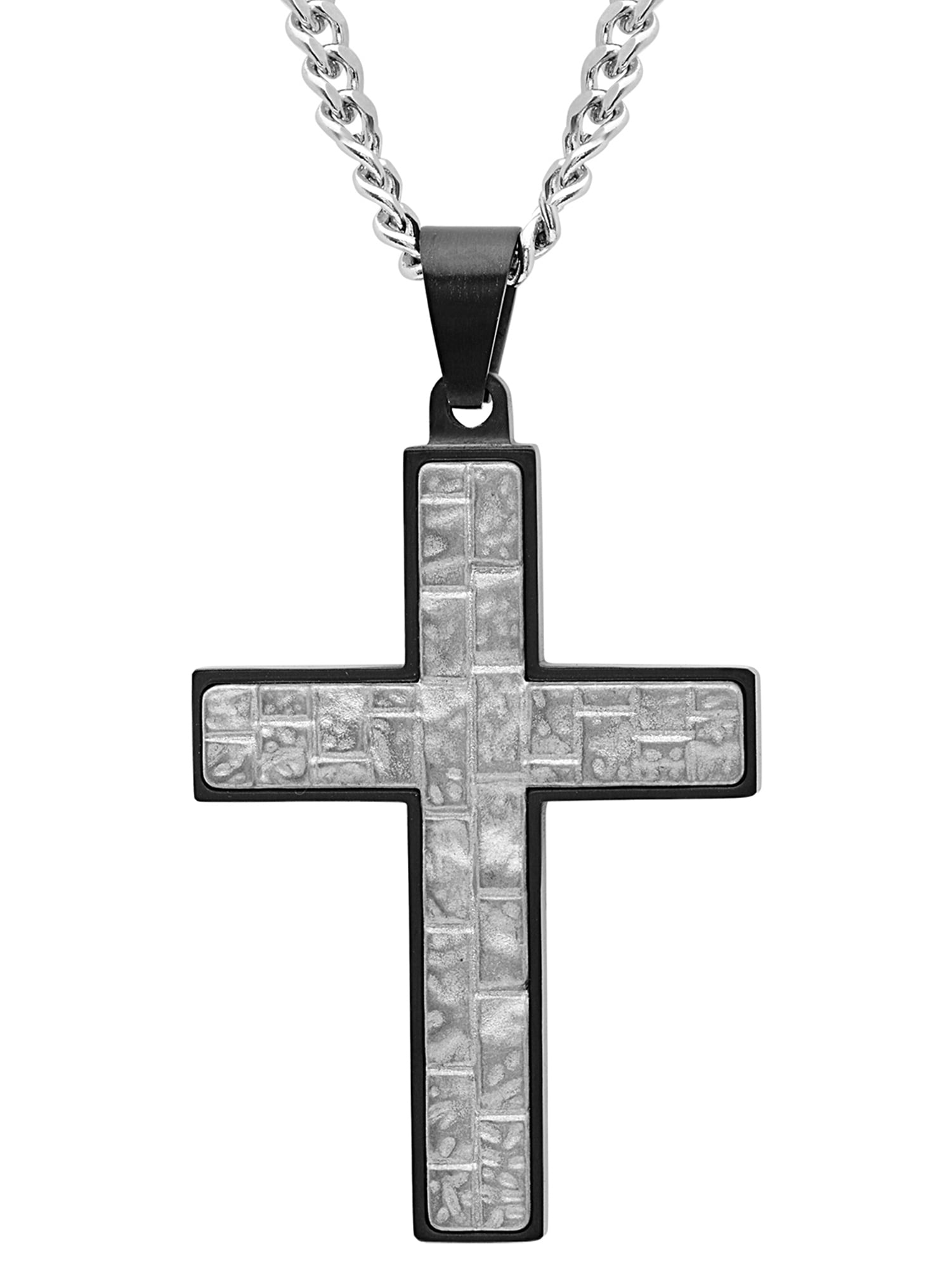 Brilliance Fine Jewelry Men's Stainless Steel Black IP Cross Pendant Necklace Chain Walmart
