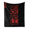 thumbnail image 1 of Music Soft Flannel Fleece Blanket, Rock and Roll Typography in Murky Tones Concert Poster Art Vintage, Cozy Plush for Indoor and Outdoor Use, 60" x 80", Dark Blue Grey and Vermilion, by Ambesonne, 1 of 5