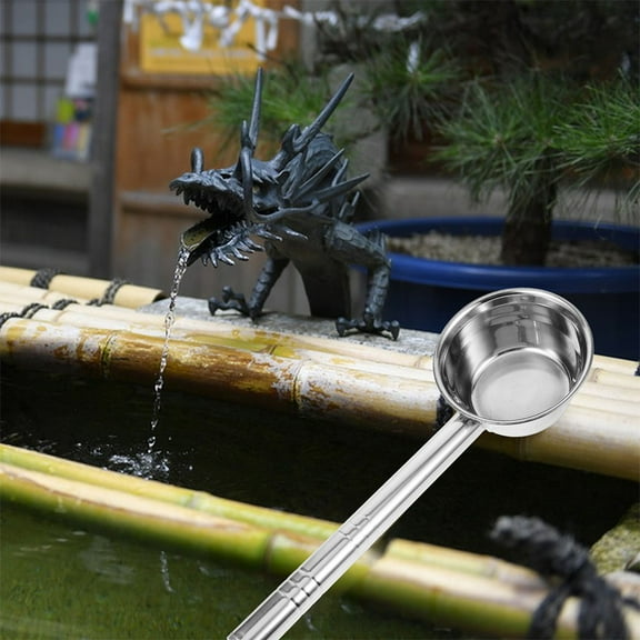 Soimiss Kitchen Water Ladle Long Handle Water Dipper Silver 201 Stainless Steel 1Pcs