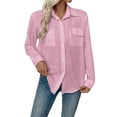 thumbnail image 3 of Zivyakyron Fall Shirt Women Casual Cotton Linen Office Long Sleeve Blouse for Women Going Out Solid Loose Collared Tops Pink XL, 3 of 10