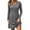 Gray, variant on Lnmiateer Women Henley V Neck Ribbed Long Sleeve Mini Dress Button Up Loose Swing A-Line With Pockets Casual Loungewear Weekend Outfit