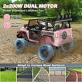 thumbnail image 4 of Farmdex 24V Ride on Toys, Battery Powered Ride on Cars with Remote Control, Electric Ride on Truck Car for Kids, 400W Power Cars Wheels w/ Bluetooth, Music, Seat Belts, Spring Suspension, Pink, 4 of 11