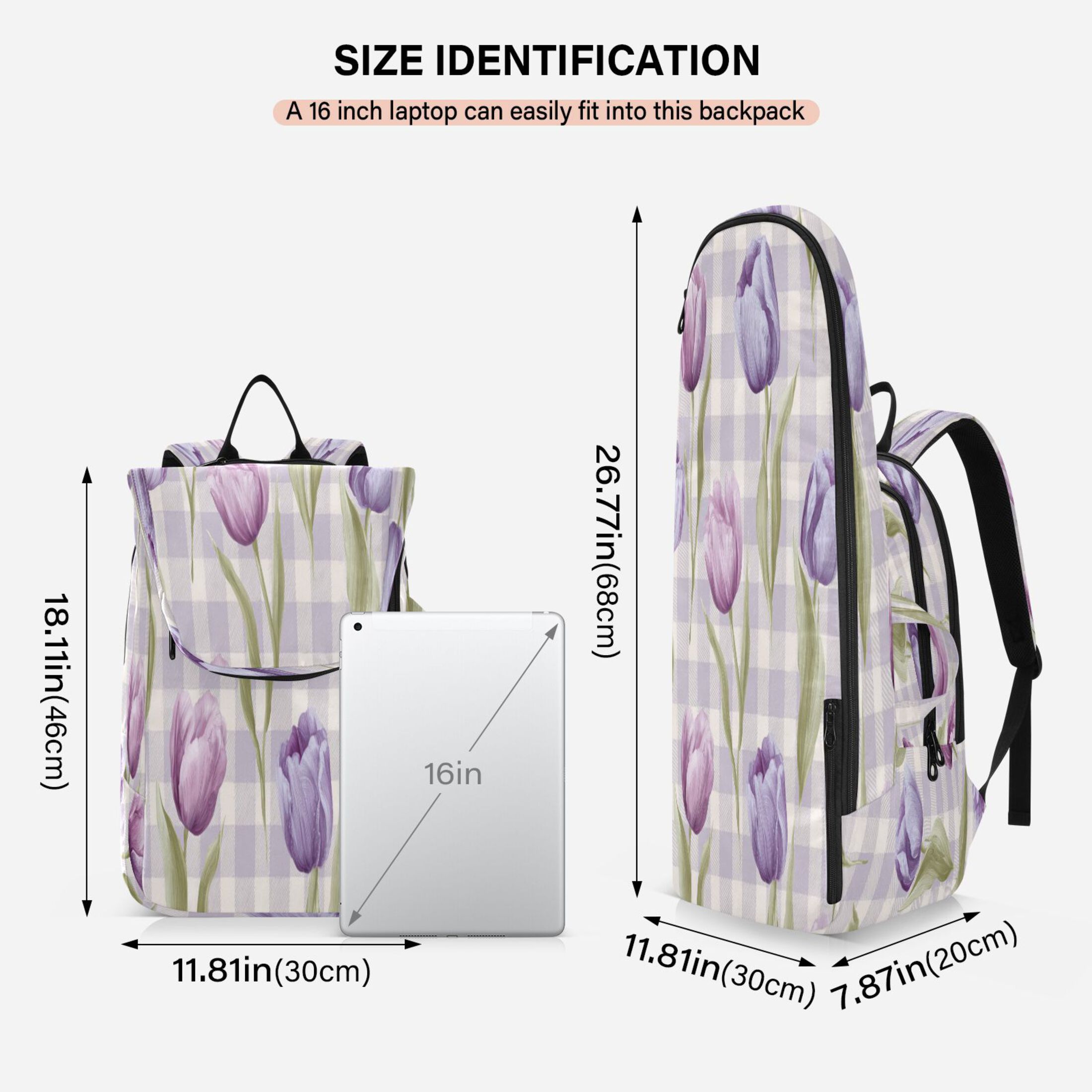 2 Racquet Holder Tennis Backpack Tennis Racket Covers Gym Bags Beautiful Pinkish-purple Tulips