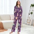 thumbnail image 6 of FORMRS Womens Pajama Set Long Sleeve Top and Pants with Pockets Soft Comfy Lounge Sleepwear, Sizes S-2XL, Purple Space Cat Pattern, 6 of 7