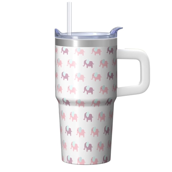 20oz elephant Stainless Steel Tumbler with Handle and Straw Insulated Travel Water Bottle with Lid and Straw Secure Lid Seal Prevents Spills On the Go Gift for Women Men