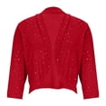 thumbnail image 3 of Womens Trendy Cropped Sequin Jackets Dressy Long Sleeve Short Comfy Cardigan Lightweight Going Out Glitter Sparkling Shrugs Soft Breathable Solid Shirts Beach Vacation Outfits, Red XL, 3 of 4