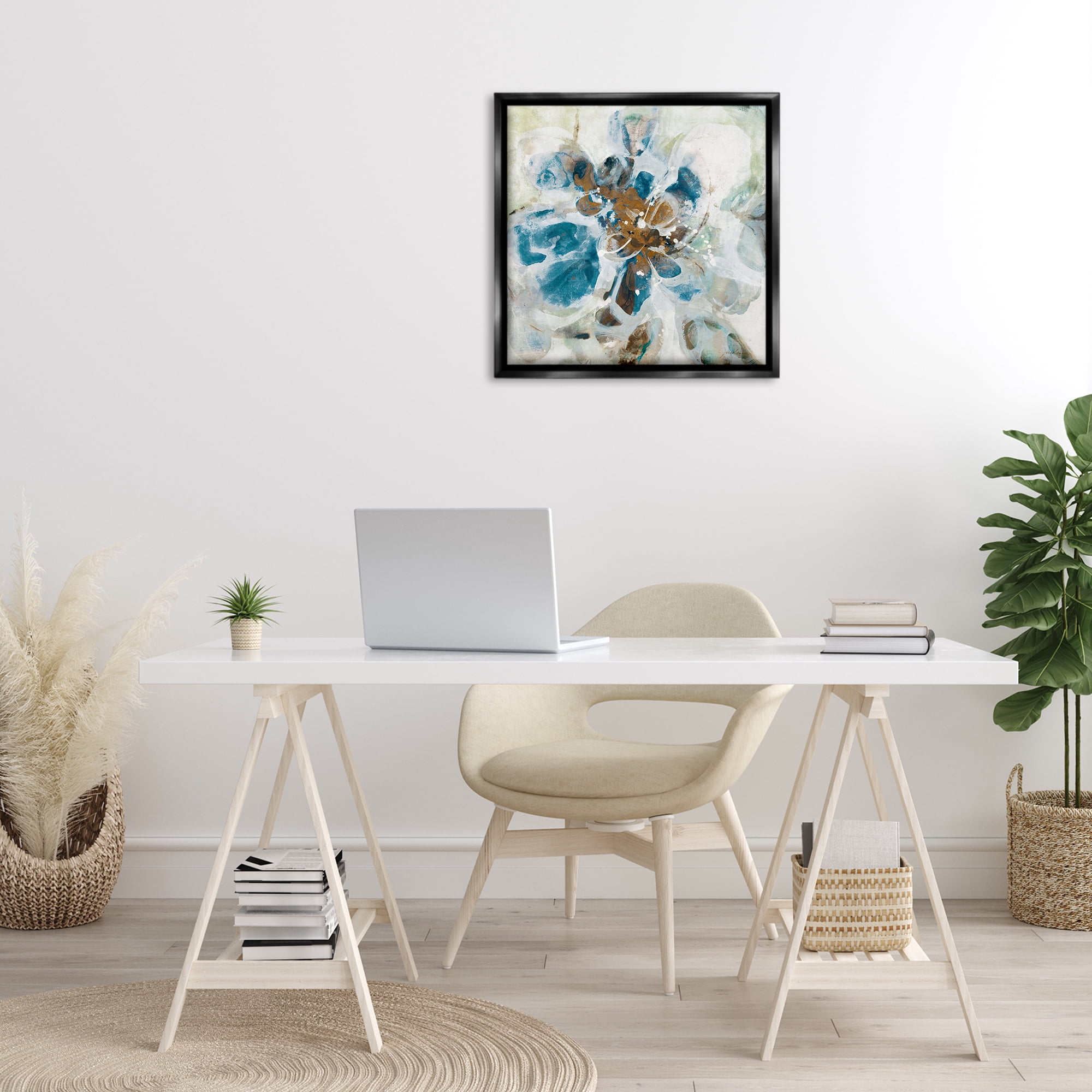 Stupell Industries Distorted Splatter Abstraction Abstract Painting Black Floater Framed Canvas Art Print Wall Art, 25 x 25
