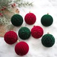 thumbnail image 2 of 6 piezas de 8 cm de bolas de Navidad flocadas, adornos de árbol de Navidad rojo y verde, decoración de fiesta, esferas navideñas colgantes, novedad de 2024, 2 of 5