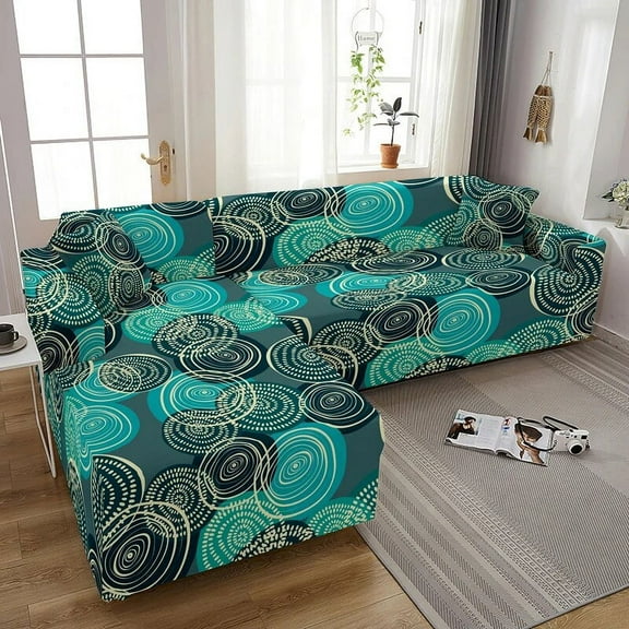 Circle Geometry Slip-Resistant Combination L Shape Elastic Couch Cover Stretch Sofa Covers For Living Room Washable Slipcovers