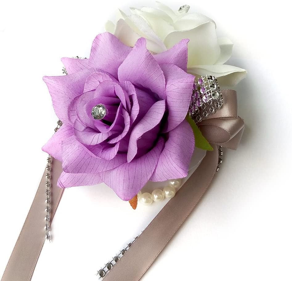 Open rose Wrist corsages with pearl wristband for wedding,prom,dance ...