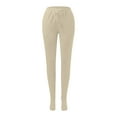 thumbnail image 7 of Lenpel Women's Sweatpants Loose Elastic High Waisted Solid Color Tapered Leg Footed Lounge Pants Soft Casual Joggers(Beige,Medium), 7 of 7
