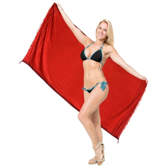 HAPPY BAY Women's Bikini Wrap Sarong Cover up Skirt Bathing suit Swimwear Swimsuit Beach Wraps Coverup for Women One Size Red_J857