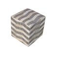 thumbnail image 2 of 18" Gray and Beige Hair on Hide Cube Chevron Pouf Ottoman, 2 of 3