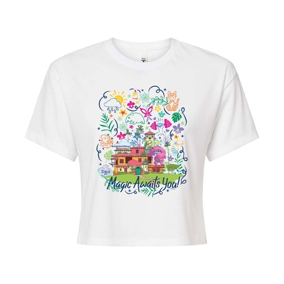 Encanto - Magic Awaits You  - Juniors Cropped Cotton Blend T-Shirt