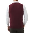 thumbnail image 4 of Kallspin Men's Vest Sweater Wool Blend Lightweight V Neck Sleeveless Pullover(Burgundy Red,Small), 4 of 10