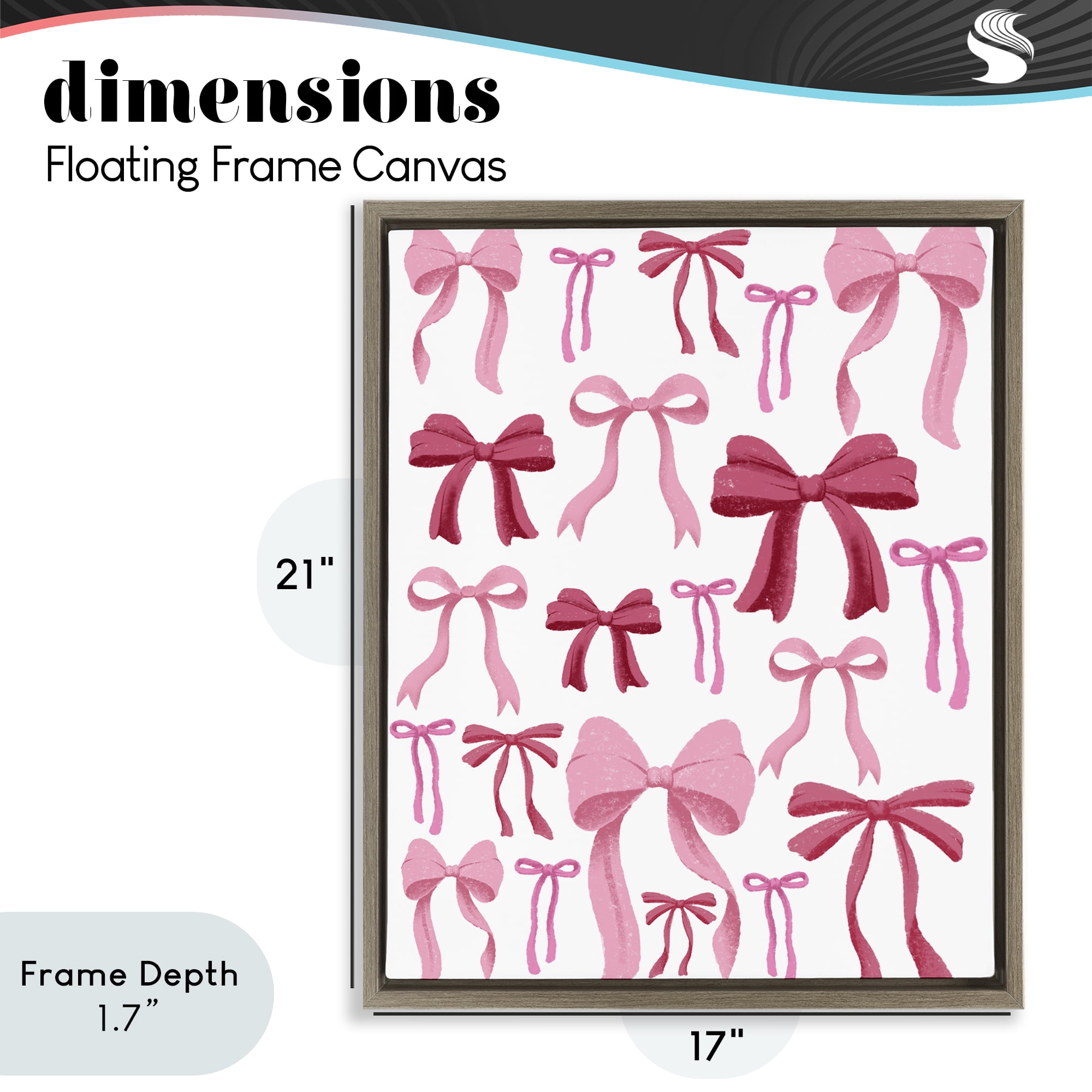 Stupell Industries Bows All Over Pink & Red Brown Framed Floater Canvas Wall Art, design by Marcus Prime
