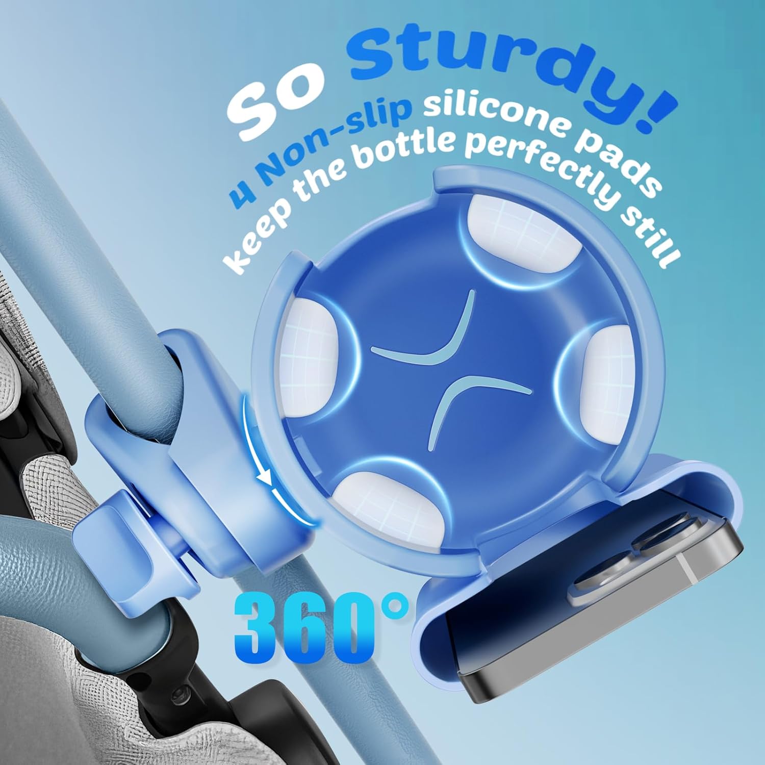 Stroller Cup Holder with Phone Holder,  Cup Holder for Walker, Wheelchair/Bike/Rollator/Scooter Stroller Accessories for Uppababy, Nuna, Doona, Baby Travel Essential
