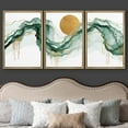 thumbnail image 3 of wall26 Framed Canvas Print Wall Art Set Gold Sunshine Sun Green Pastel Smoke Cloud Wave Nature Abstract Illustrations Modern Art Rustic Landscape for Living Room, Bedroom, Office - 16"x24"x, 3 of 5