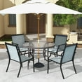 thumbnail image 2 of Costway 2 Piece Patio Dining Chairs Large Outdoor Chairs with Breathable Seat & Metal Frame Blue, 2 of 8