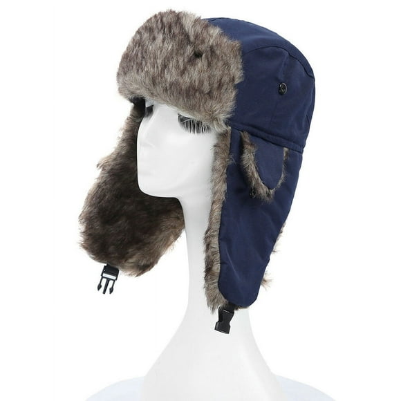 Janrevotw Unisex Men Women Russian Hat Trapper Bomber Warm Ear Flaps Winter Ski Hat Cap Headwear
