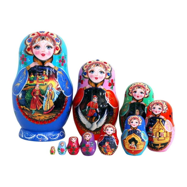 Muñecas rusas,Juego de muñecas rusas de madera de 10 niveles,Muñecas Matrioska de Madera Juego de Apilamiento de Matrioskas,Juguetes hechos a mano Muñecas anidadas Juego de decoración del
