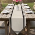 thumbnail image 6 of Modern Grid Table Runner Linen Burlap Table Runner 70 Inches Long Boho Minimalist Vertical Stripes Beige Dresser Scarves for Kitchen Island Coffee Dining Room Party Wedding Holiday Decor 13"x70", 6 of 8