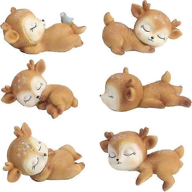Figuras de ciervos bebés yuxing Decoración de tartas Miniatura de animales del bosque