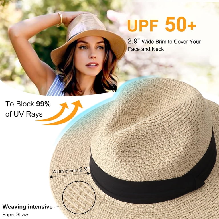 Women Straw Panama Hat Travel Fedora Beach Sun Hat Summer  display picture 2