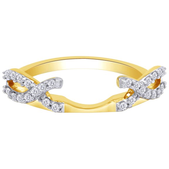 Round Shape White Cubic Zirconia Infinity Enhancer Guard Ring 14K Yellow Gold Ring Size - 7.5