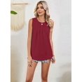 thumbnail image 6 of Women's Sleeveless Tank Tops Summer Pleated Loose Fit Top for Women Casual Round Neck Shirts Wine Red L, 6 of 10